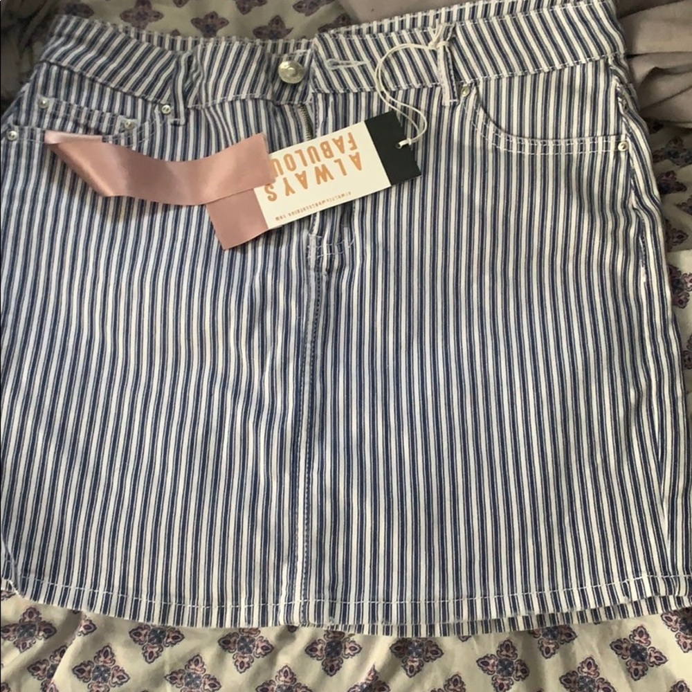 blue and white skirt